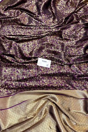 Purple Jamawar Katan Silk Banarasi Saree