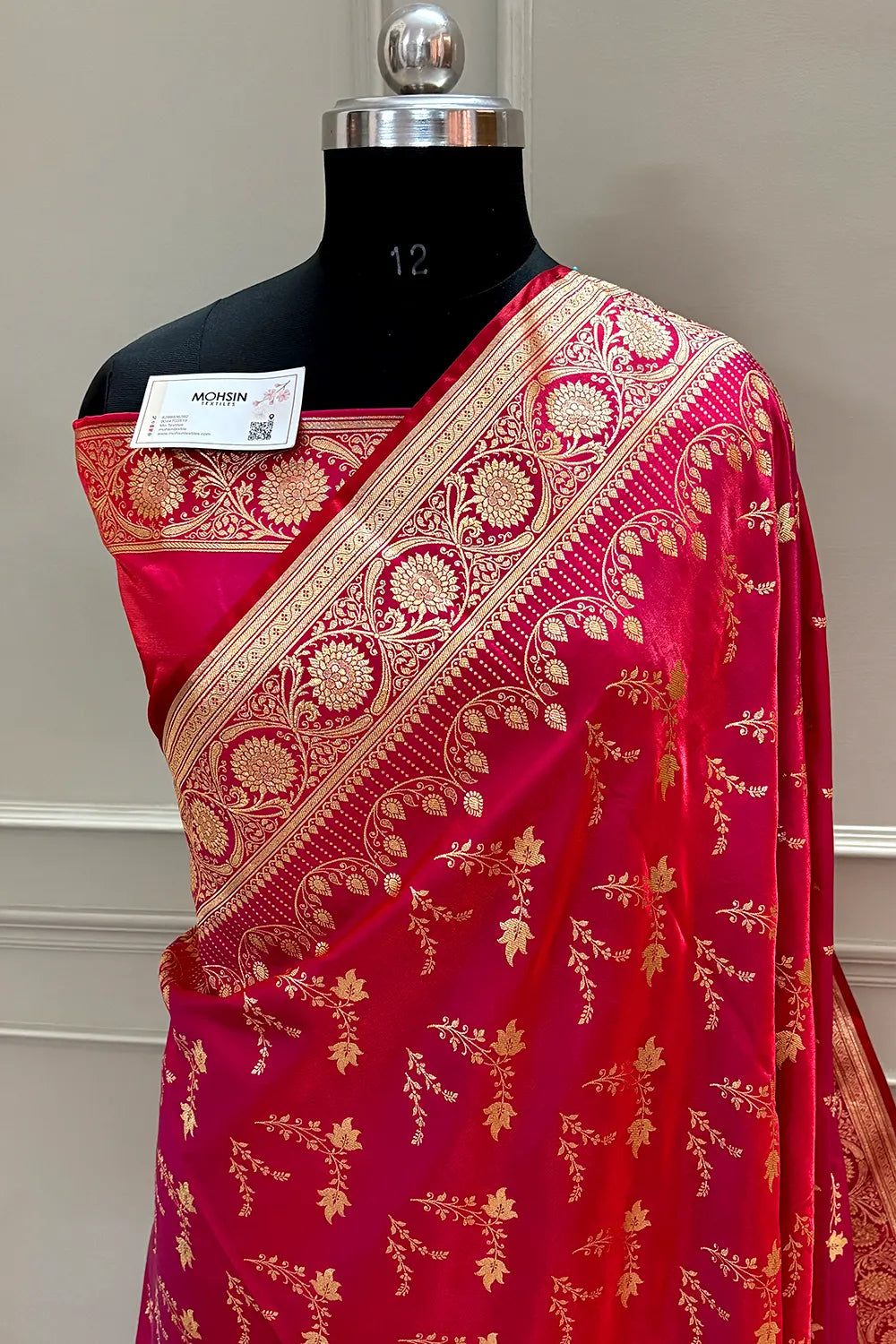 Rani Pink Floranza Katan Silk Banarasi Saree