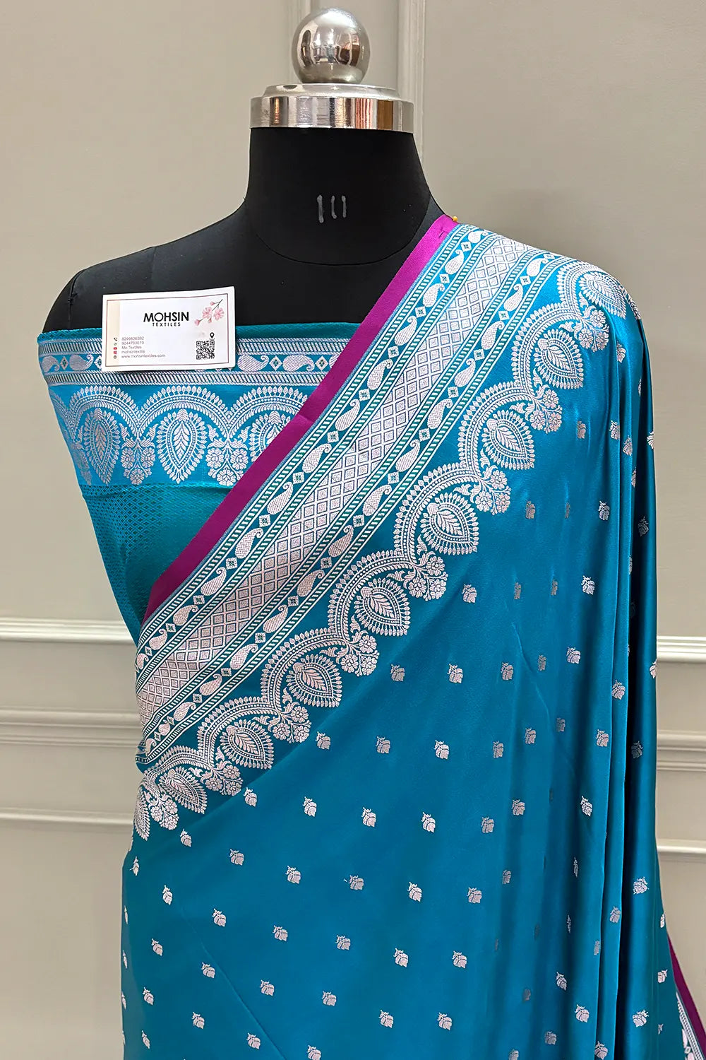 Teal Jadi Buti Katan Silk Banarasi Saree