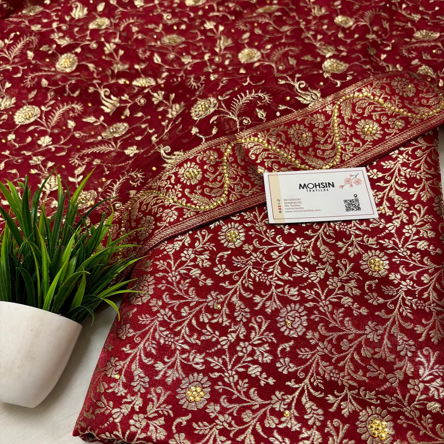 Maroon Stone Work Kimkhab Silk Banarasi Gharara