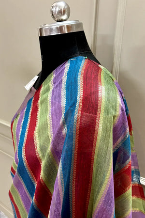 Lavender Resham Zari Cotton Silk Banarasi Saree