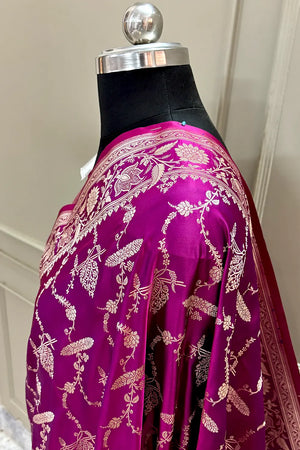 Magenta Masakali Katan Silk Banarasi Saree