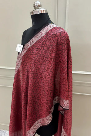Maroon Resham Zari Silk Banarasi Stole