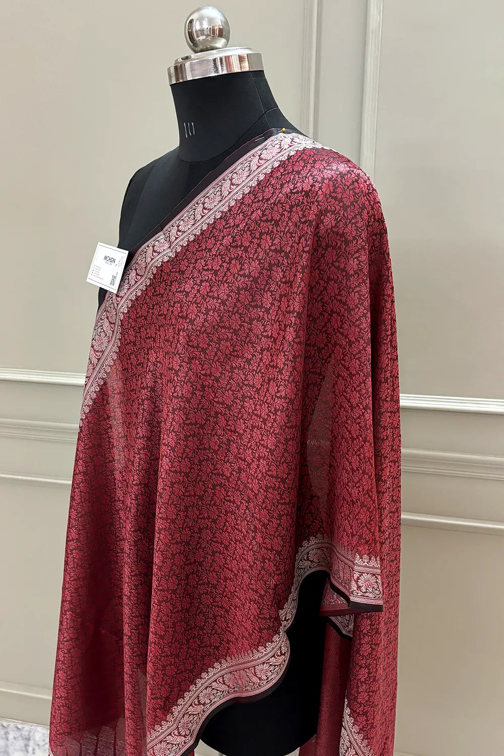 Maroon Resham Zari Silk Banarasi Stole