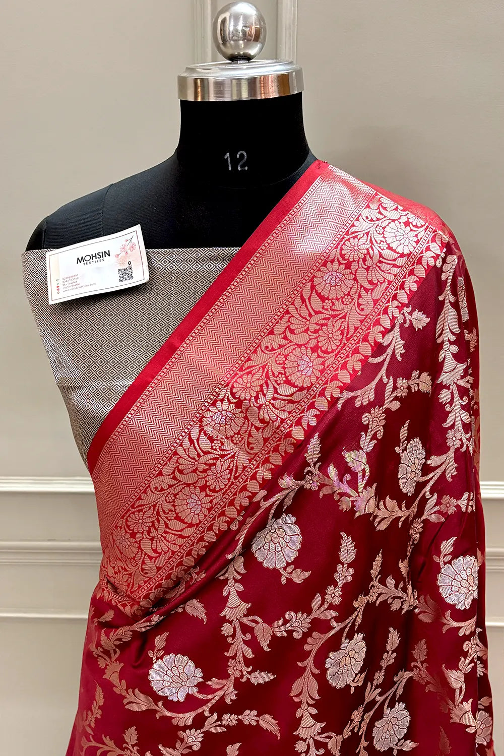 Maroon and Bottle Green Golden Zari Banarasi Silk Saree