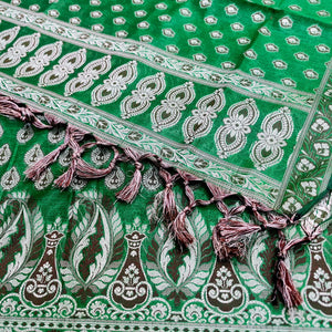Green Surahi Buti Cotton Silk Banarasi Suit