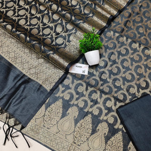 Grey Kalgha Jaal Banarasi Silk Suit