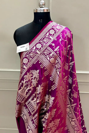 Magenta Masakali Katan Silk Banarasi Saree