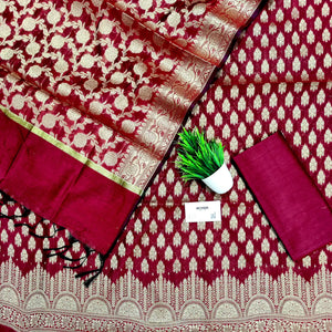 Maroon Frozen Tree Banarasi Silk Suit