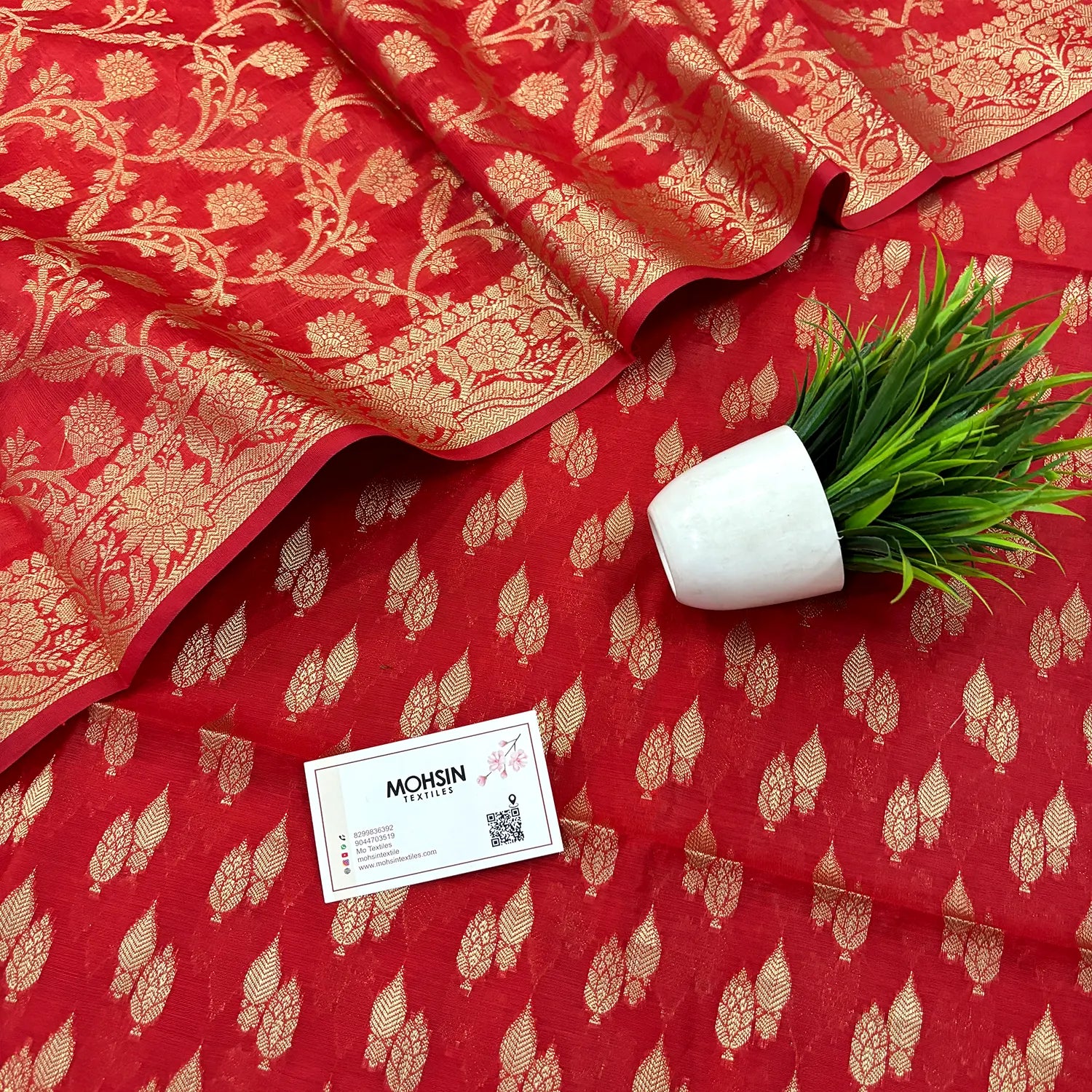 Red Golden Zari Banarasi Silk Suit
