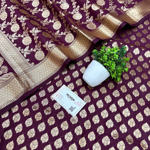 Wine Gumbad Buti Katan Silk Banarasi Suit