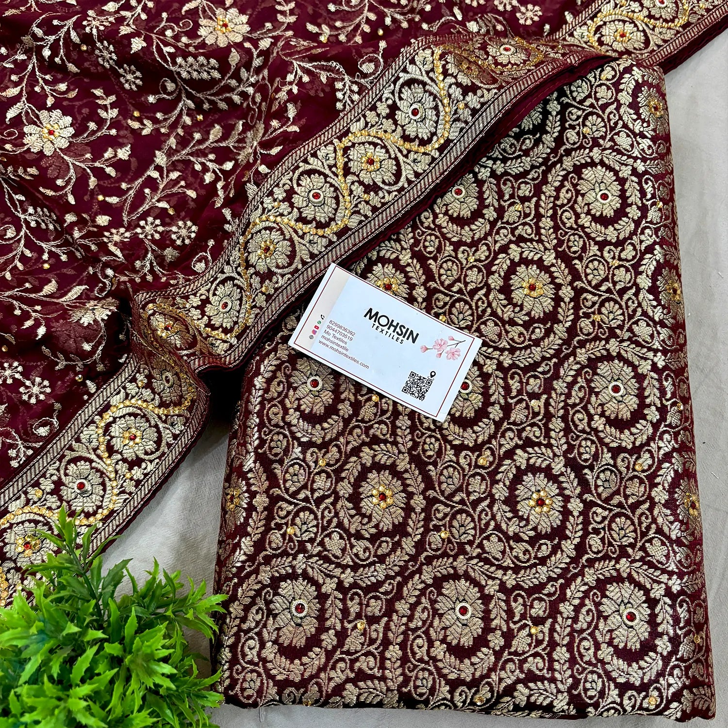 Wine Murrah Jaal Stone Work Kimkhab Silk Banarasi Gharara