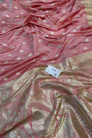 Baby Pink Chaman Buti Katan Silk Banarasi Saree
