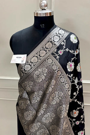 Black Zari Georgette Silk Banarasi Saree