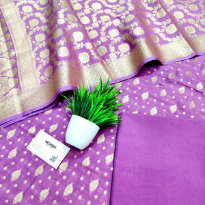 Lavender Kalli Patta Katan Silk Banarasi Suit