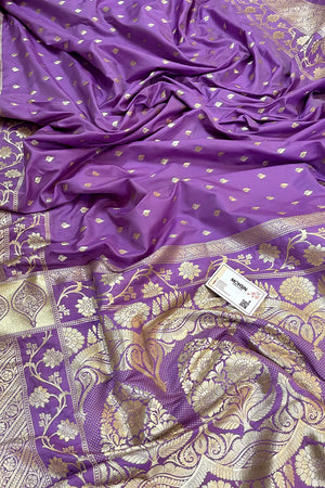 Lavender Mahinki Buti Katan Silk Banarasi Saree