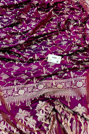 Magenta Masakali Katan Silk Banarasi Saree