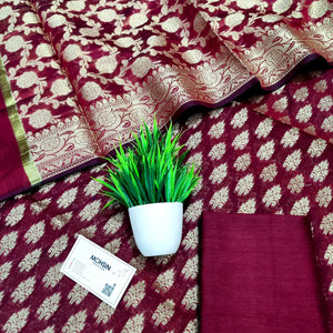Maroon Frozen Tree Banarasi Silk Suit