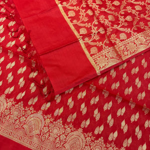 Red Golden Zari Banarasi Silk Suit