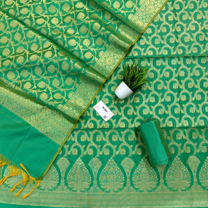 Sea Green Ikka Jaal Banarasi Silk Suit