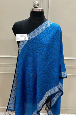 Dark Firozi Resham Zari Silk Banarasi Stole