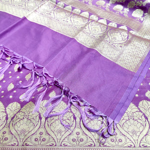 Lavender Kalli Patta Katan Silk Banarasi Suit