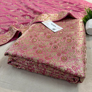 Peachy Pink Stone Work Kimkhab Silk Banarasi Gharara
