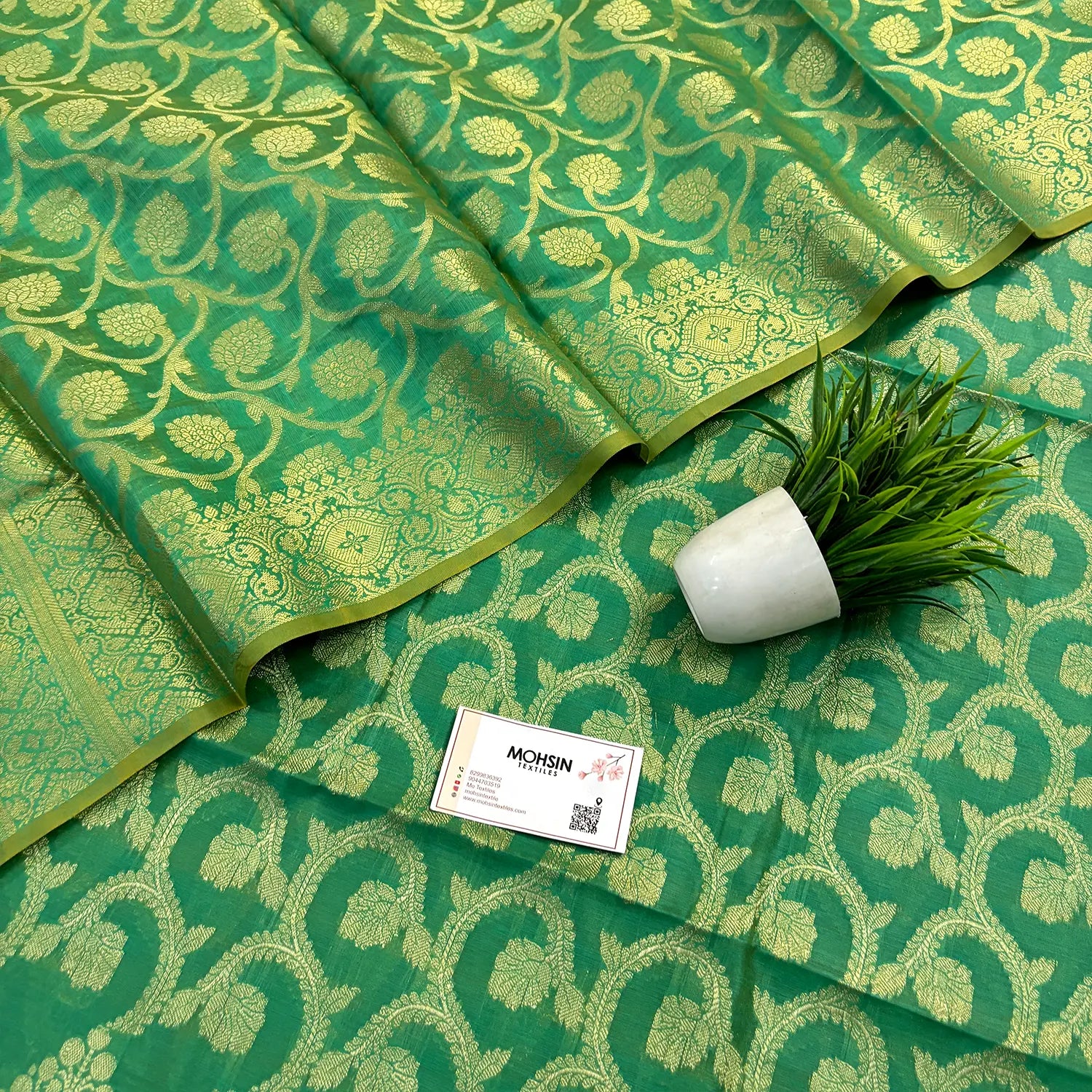 Sea Green Ikka Jaal Banarasi Silk Suit