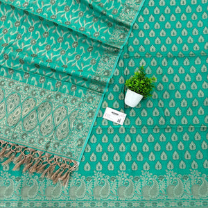 Sea Green Kacchi Carry Patta Cotton Silk Banarasi Suit
