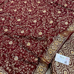 Wine Murrah Jaal Stone Work Kimkhab Silk Banarasi Gharara