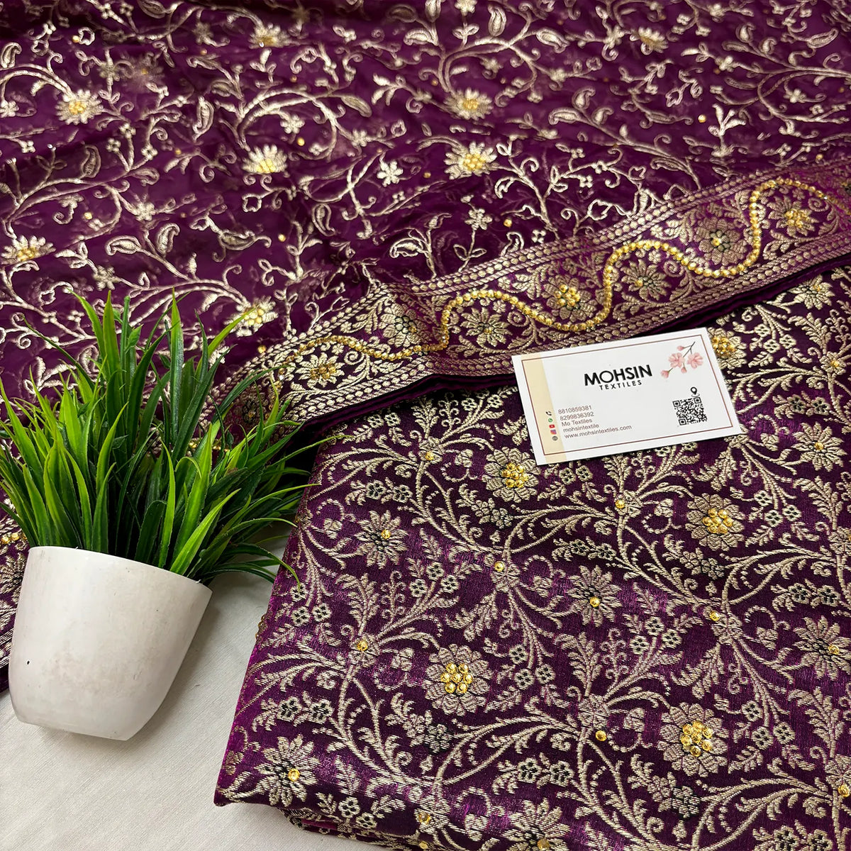 Purple Stone Work Kimkhab Silk Banarasi Gharara