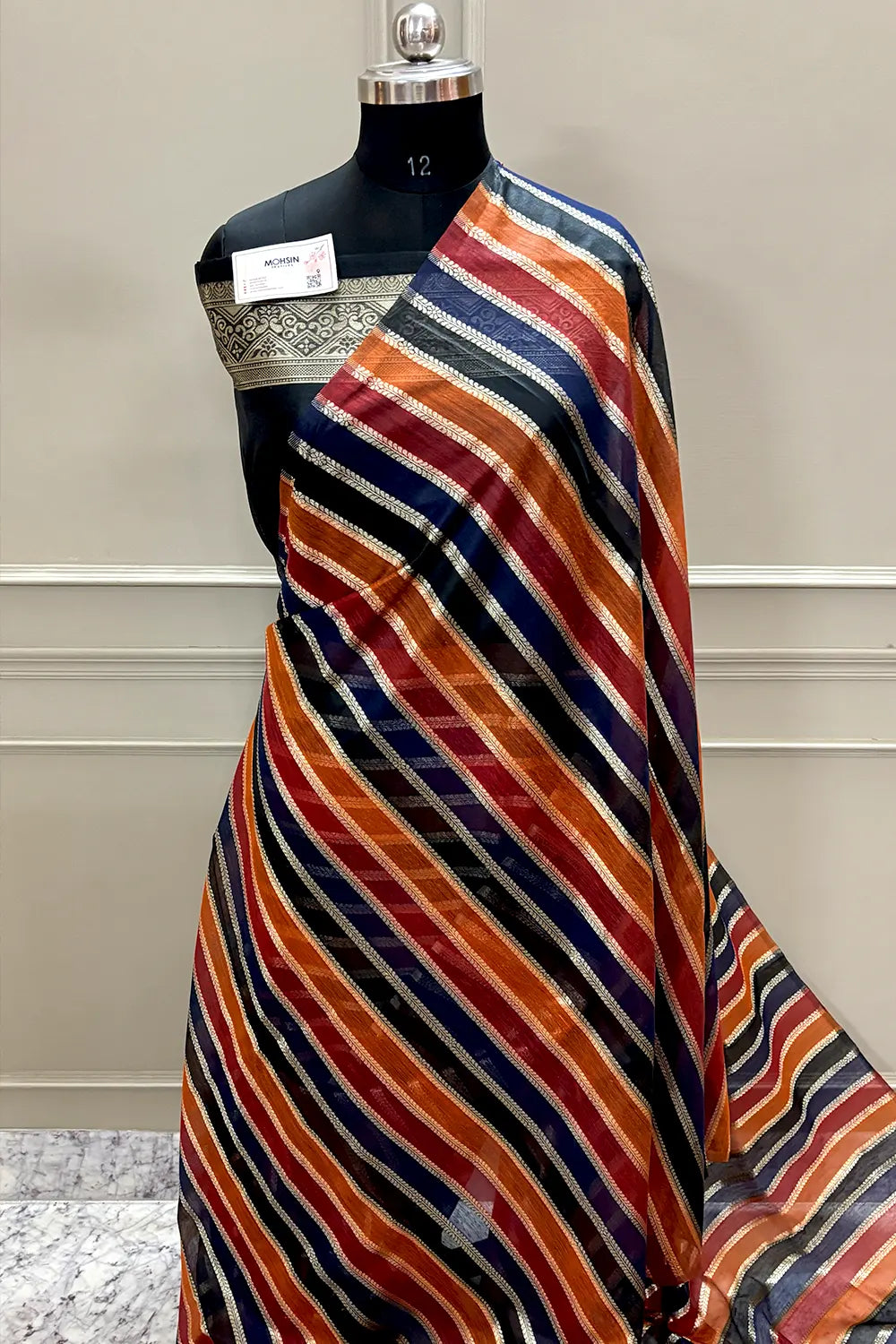 Black Resham Zari Cotton Silk Banarasi Saree