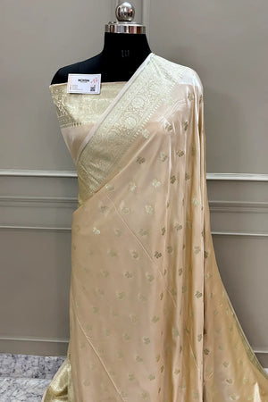 Light Peach Chaman Buti Katan Silk Banarasi Saree