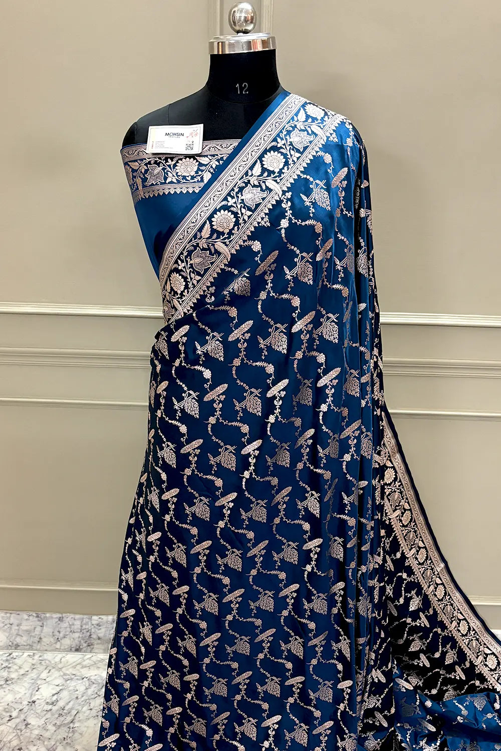Navy Blue Masakali Katan Silk Banarasi Saree