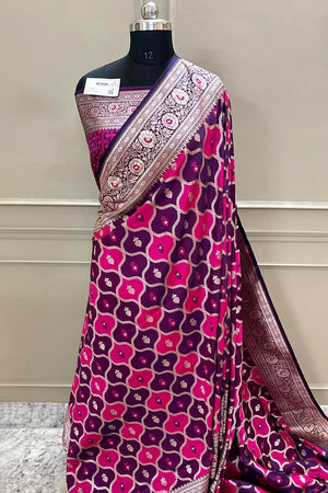 Rani Purple Ghulam Buti Katan Silk Banarasi Saree