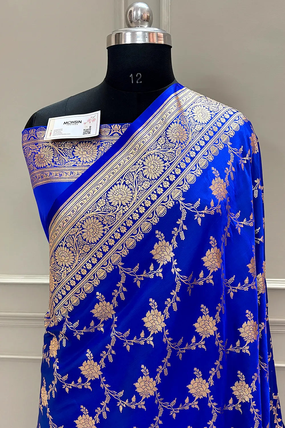 Royal Blue Akbari Jaal Katan Silk Banarasi Saree