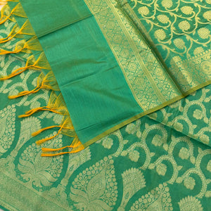 Sea Green Ikka Jaal Banarasi Silk Suit