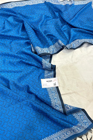 Dark Firozi Resham Zari Silk Banarasi Stole