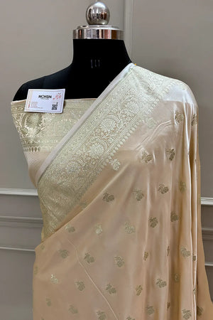 Light Peach Chaman Buti Katan Silk Banarasi Saree
