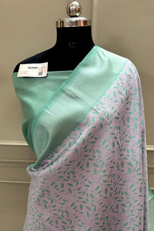 Mauve and Sea Green Resham Zari Banarasi Silk Saree