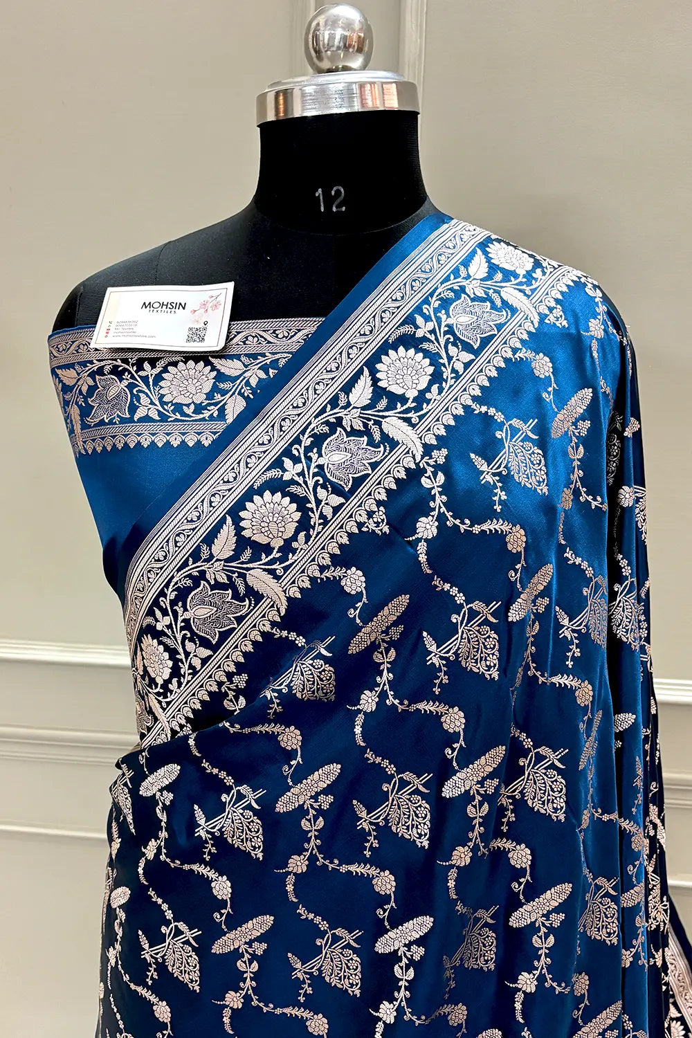 Navy Blue Masakali Katan Silk Banarasi Saree