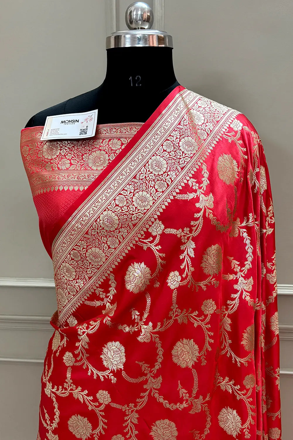 Peach Laabela Jaal Katan Silk Banarasi Saree
