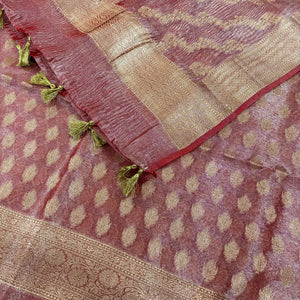 Peach Pairahan Tissue Silk Banarasi Suit