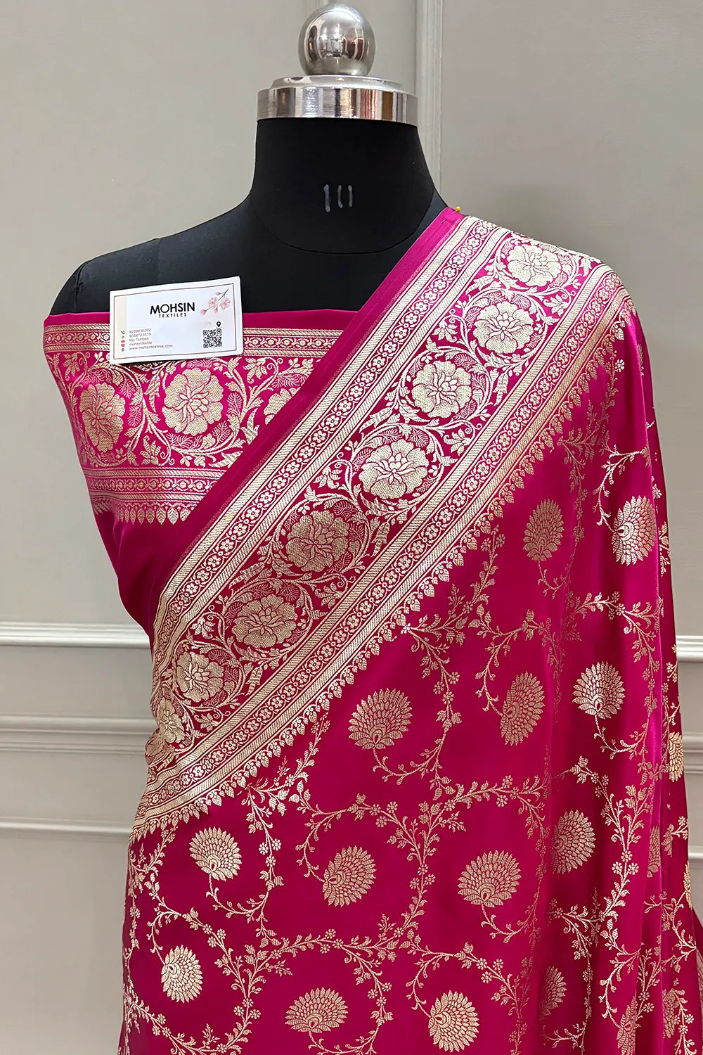 Pink Pankhuri Jaal Katan Silk Banarasi Saree