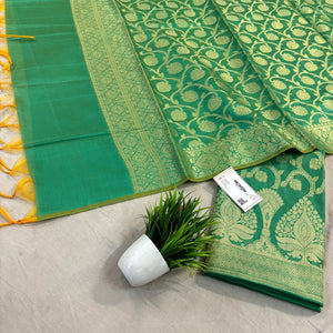 Sea Green Ikka Jaal Banarasi Silk Suit