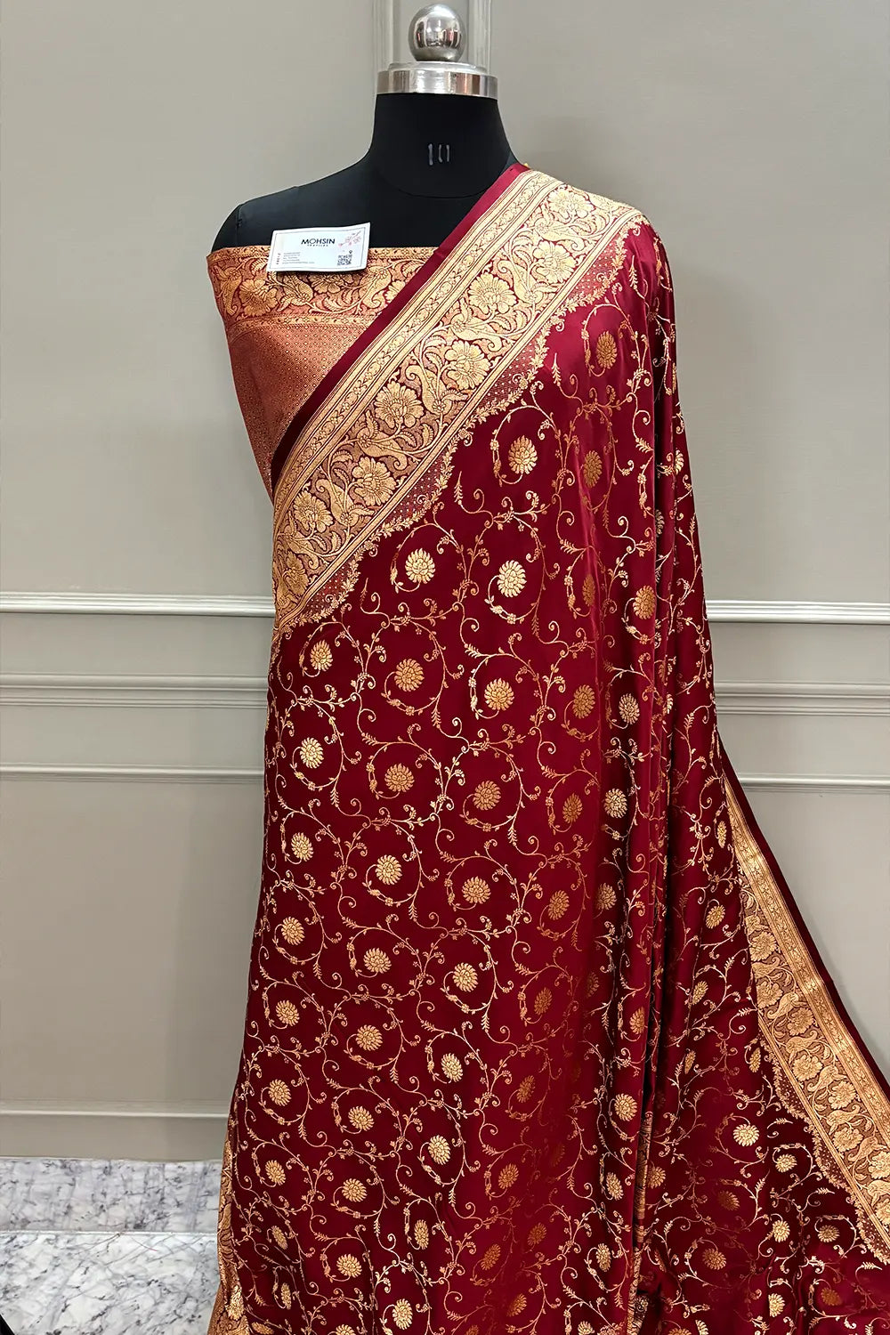 Maroon Murerwa Daal Katan Silk Banarasi Saree