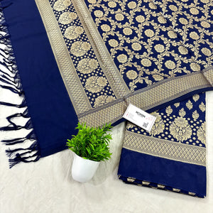 Navy Blue Guldaan Katan Silk Banarasi Suit