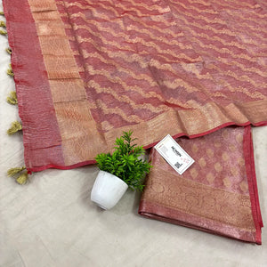 Peach Pairahan Tissue Silk Banarasi Suit