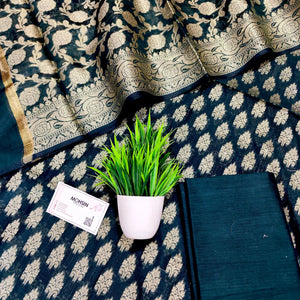 Teal Frozen Tree Banarasi Silk Suit