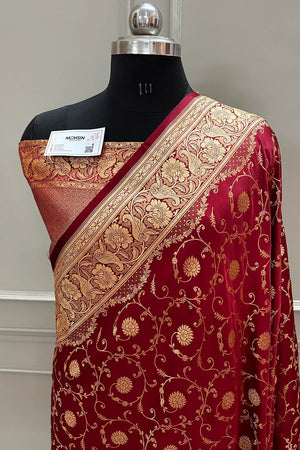 Maroon Murerwa Daal Katan Silk Banarasi Saree